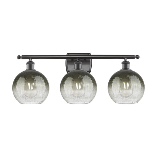 Innovations Brookhaven Globe 28in 3-Light Bath Vanity Light | Industrial Oil Rubbed Bronze Steel and Slate Glass | Bathroom | Model 516-3W-OB-G483-8SL