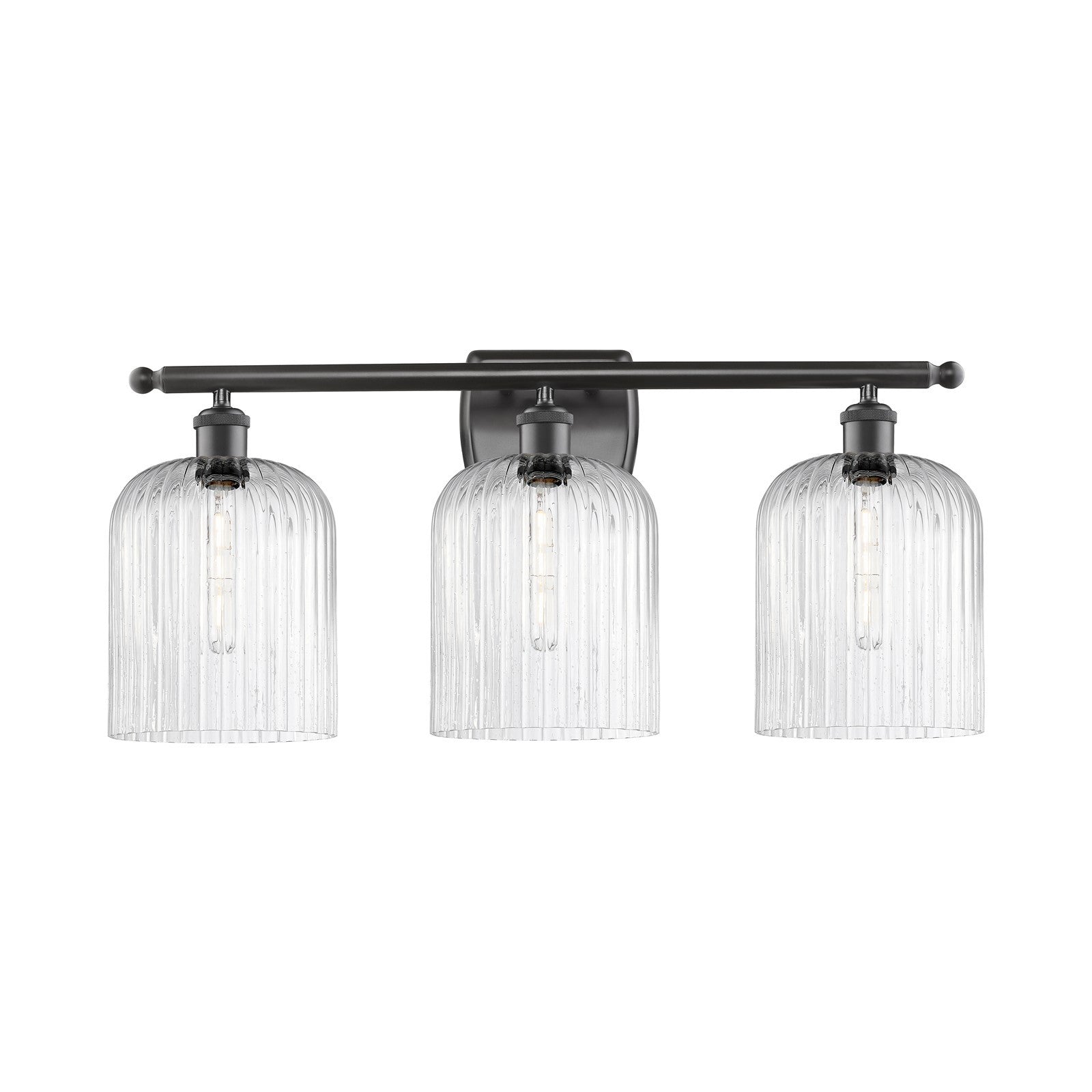 Innovations Bridal Veil 25in 3-Light Bath Vanity Light | Art Nouveau Oil Rubbed Bronze Steel and Seedy Glass | Bathroom Vanity | Model 516-3W-OB-G559-8SDY