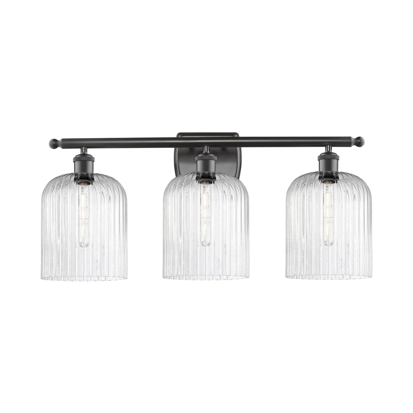 Innovations Bridal Veil 25in 3-Light Bath Vanity Light | Art Nouveau Oil Rubbed Bronze Steel and Seedy Glass | Bathroom Vanity | Model 516-3W-OB-G559-8SDY