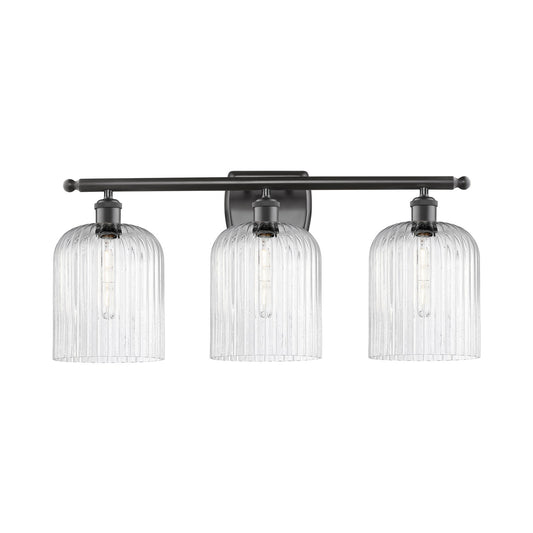 Innovations Bridal Veil 25in 3-Light Bath Vanity Light | Art Nouveau Oil Rubbed Bronze Steel and Seedy Glass | Bathroom Vanity | Model 516-3W-OB-G559-8SDY