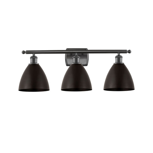 Innovations Bristol 28in 3-Light Bath Vanity Light | Industrial Oil Rubbed Bronze Steel and Cast Brass with Oil Rubbed | Model 516-3W-OB-MBD-75-OB-LED