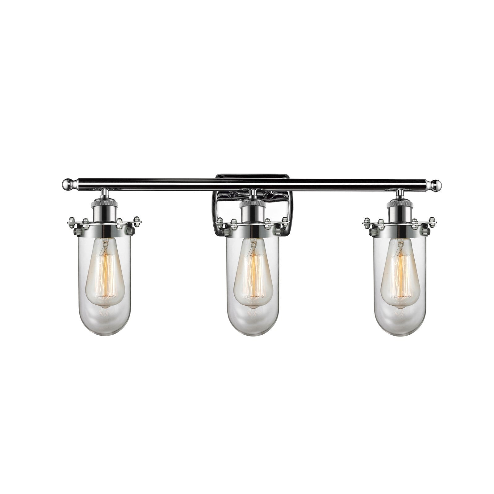 Innovations Kingsbury 24in 3-Light Bath Vanity Light | Industrial Polished Chrome and Clear Glass | Bathroom Vanity | 23.62 | Model 516-3W-PC-CE231-CL-LED