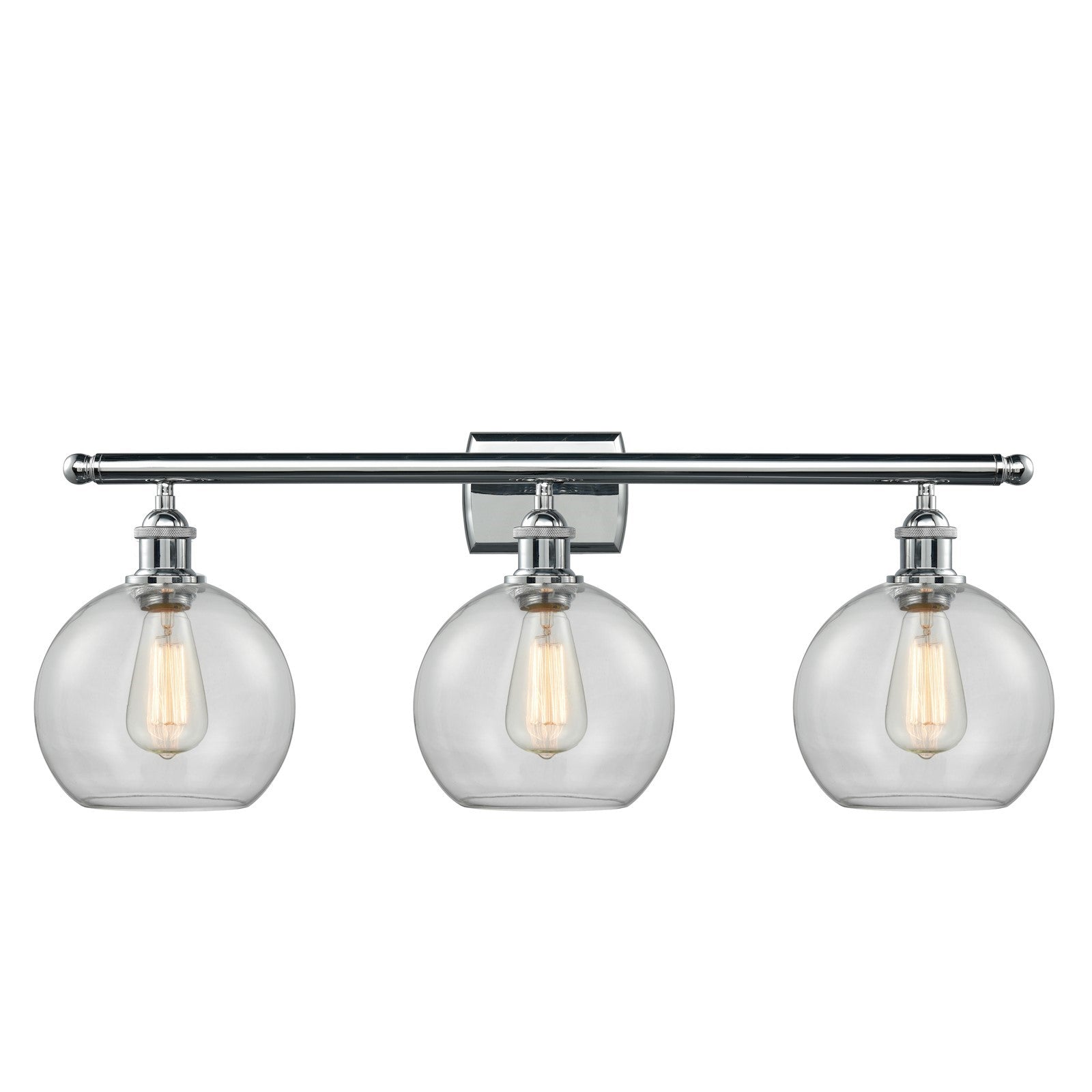 Innovations Athens 28in 3-Light Bath Vanity Light | Industrial Polished Chrome and Clear Glass | Bathroom & Powder Room | 28 x 11 | Model 516-3W-PC-G122-8