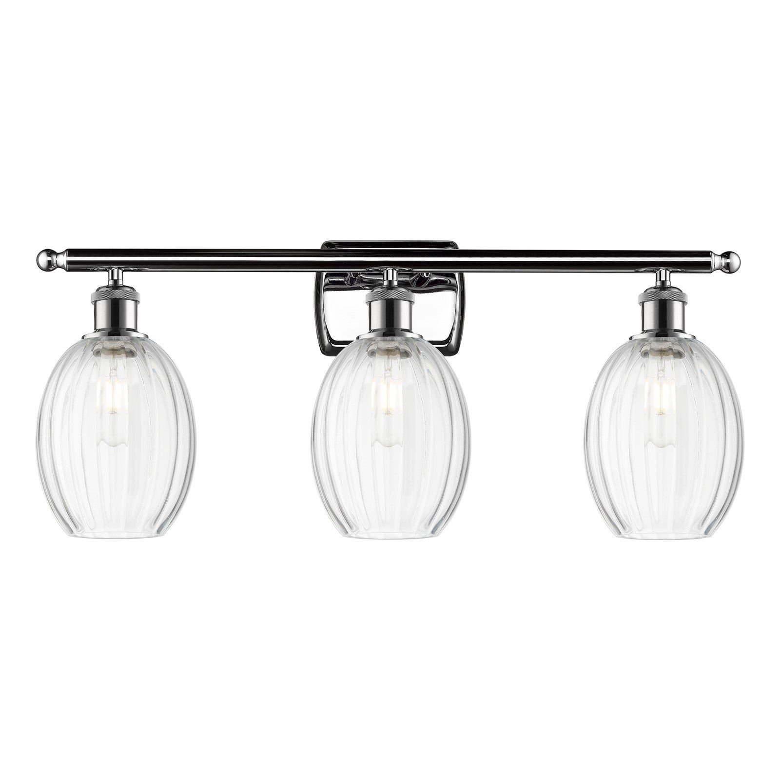Innovations Preston Bulb 26in 3-Light Bath Vanity Light | Industrial Polished Chrome and Clear Glass | Bathroom & Powder Room | Model 516-3W-PC-G459-6CL
