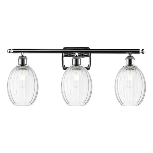 Innovations Preston Bulb 26in 3-Light Bath Vanity Light | Industrial Polished Chrome and Clear Glass | Bathroom & Powder Room | Model 516-3W-PC-G459-6CL