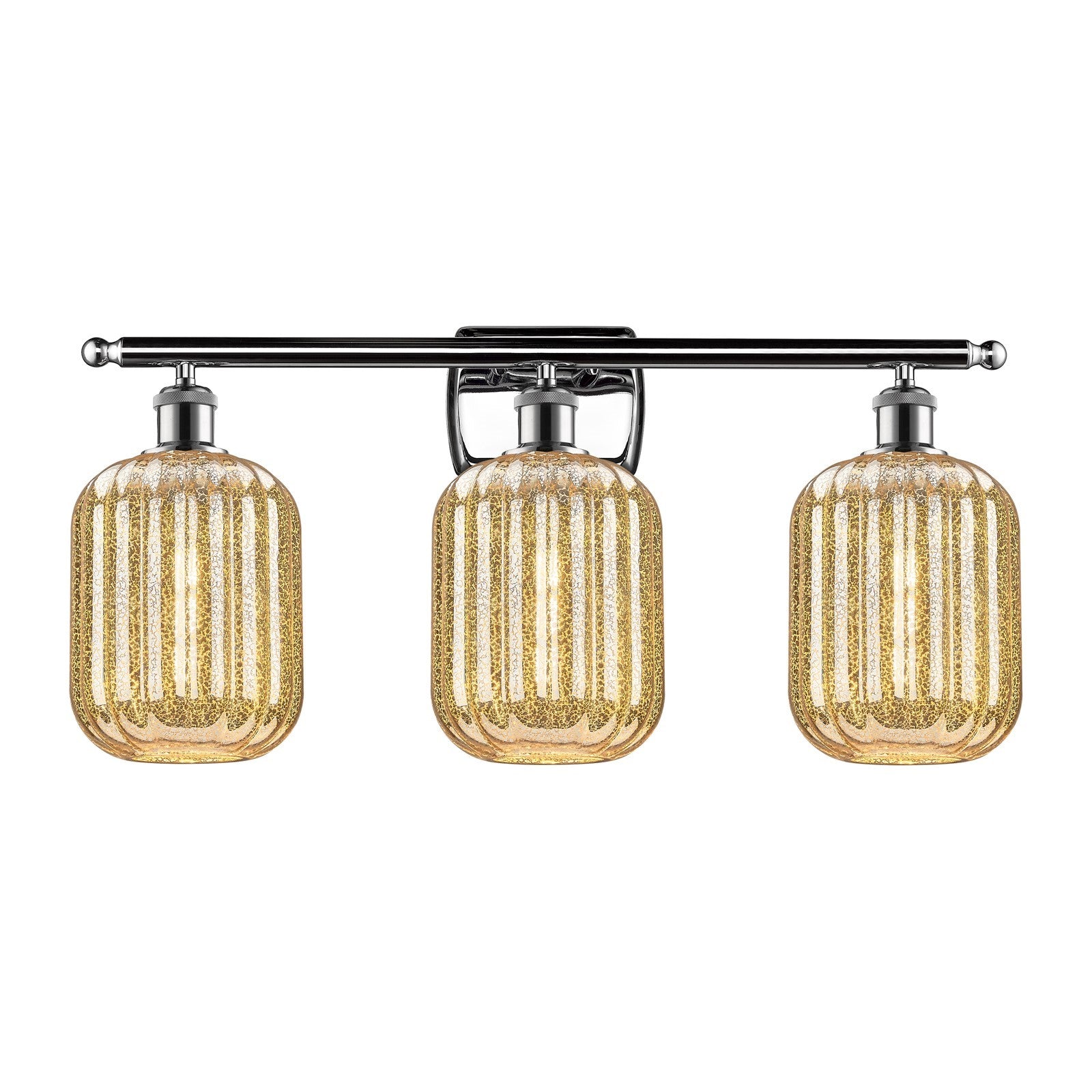 Innovations Preston Cylinder 27in 3-Light Bath Vanity | Industrial Modern Polished Chrome and Mercury Glass | Bathroom Vanity | Model 516-3W-PC-G460-7ME