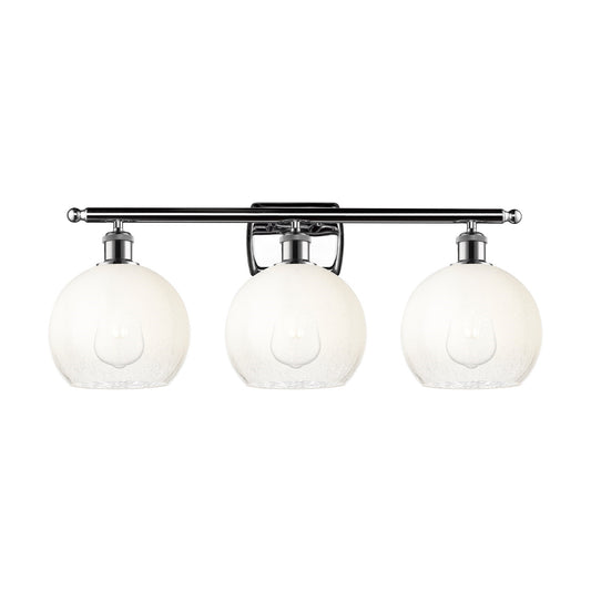 Innovations Brookhaven Globe 28in 3-Light Bath Vanity Light | Industrial Polished Chrome and Opal Glass | Bathroom Vanity | Model 516-3W-PC-G483-8OP