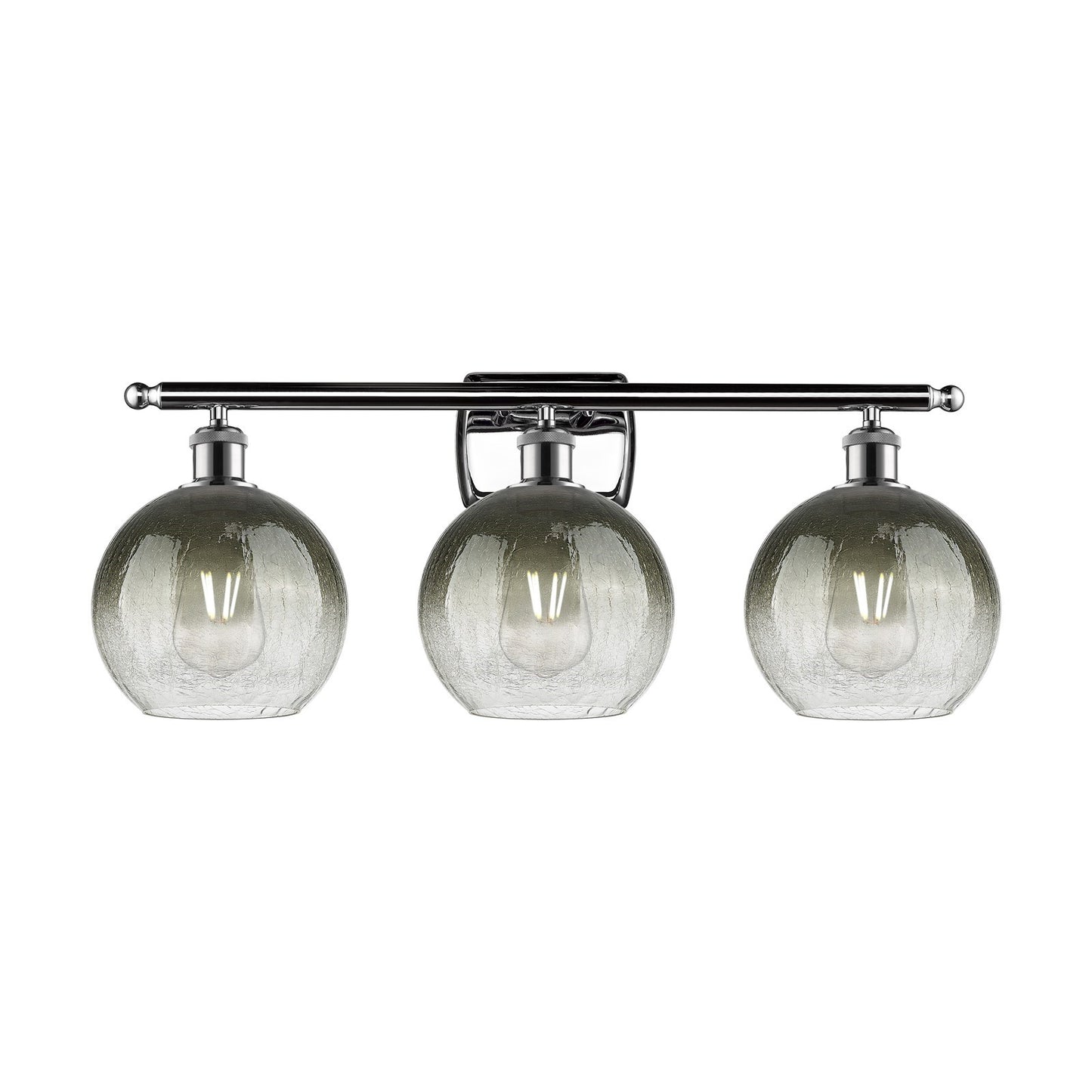 Innovations Brookhaven Globe 28in 3-Light Bath Vanity Light | Industrial Polished Chrome and Slate Glass | Bathroom Vanity | Model 516-3W-PC-G483-8SL