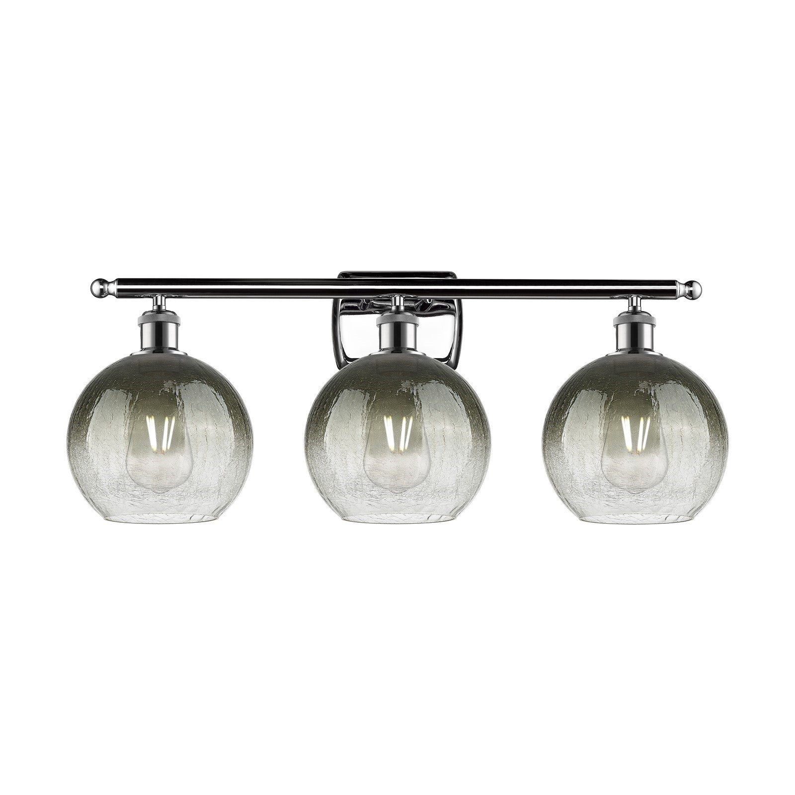 Innovations Brookhaven Globe 28in 3-Light Bath Vanity Light | Industrial Polished Chrome and Slate Glass | Bathroom Vanity | Model 516-3W-PC-G483-8SL