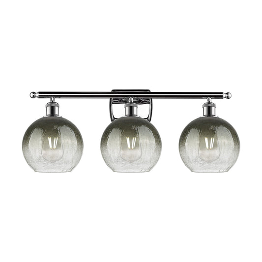 Innovations Brookhaven Globe 28in 3-Light Bath Vanity Light | Industrial Polished Chrome and Slate Glass | Bathroom Vanity | Model 516-3W-PC-G483-8SL