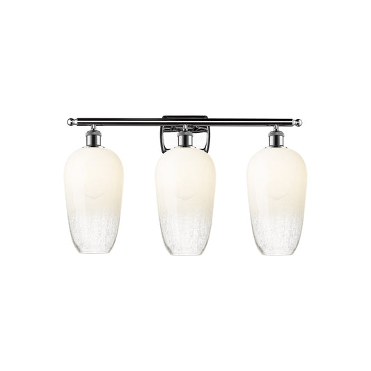 Innovations Brookhaven Flute 27in 3-Light Bath Vanity | Industrial Modern Contempo Polished Chrome Steel and Opal Glass | Model 516-3W-PC-G484-7OP