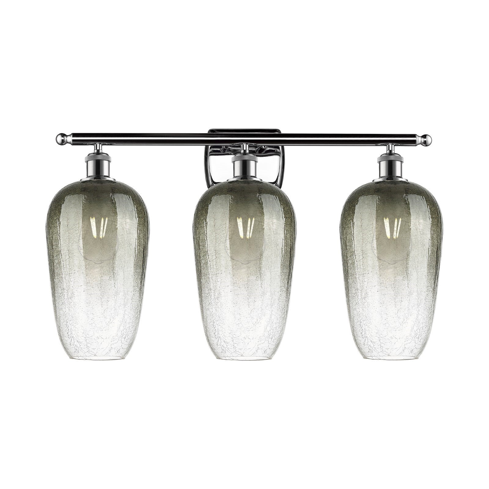 Innovations Brookhaven Flute 27in 3-Light Bath Vanity Light | Industrial Modern Polished Chrome and Slate Glass | Bathroom | Model 516-3W-PC-G484-7SL