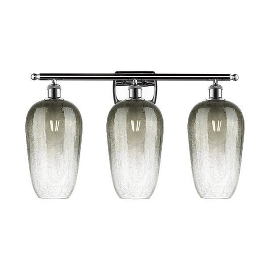 Innovations Brookhaven Flute 27in 3-Light Bath Vanity Light | Industrial Modern Polished Chrome and Slate Glass | Bathroom | Model 516-3W-PC-G484-7SL