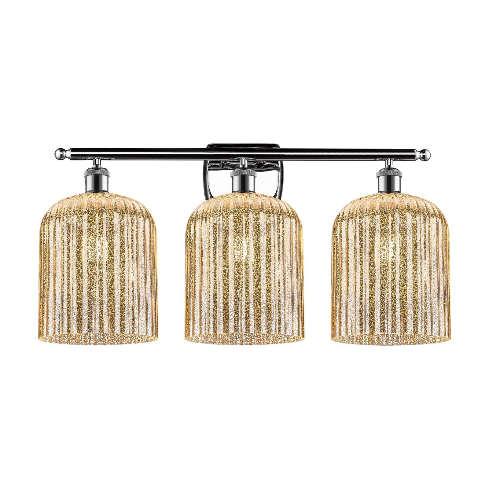 Innovations Bridal Veil 25in 3-Light Bath Vanity Light | Art Nouveau Polished Chrome and Mercury Ribbed Glass | Damp-Rated | Model 516-3W-PC-G559-8ME