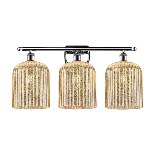 Innovations Bridal Veil 25in 3-Light Bath Vanity Light | Art Nouveau Polished Chrome and Mercury Ribbed Glass | Damp-Rated | Model 516-3W-PC-G559-8ME