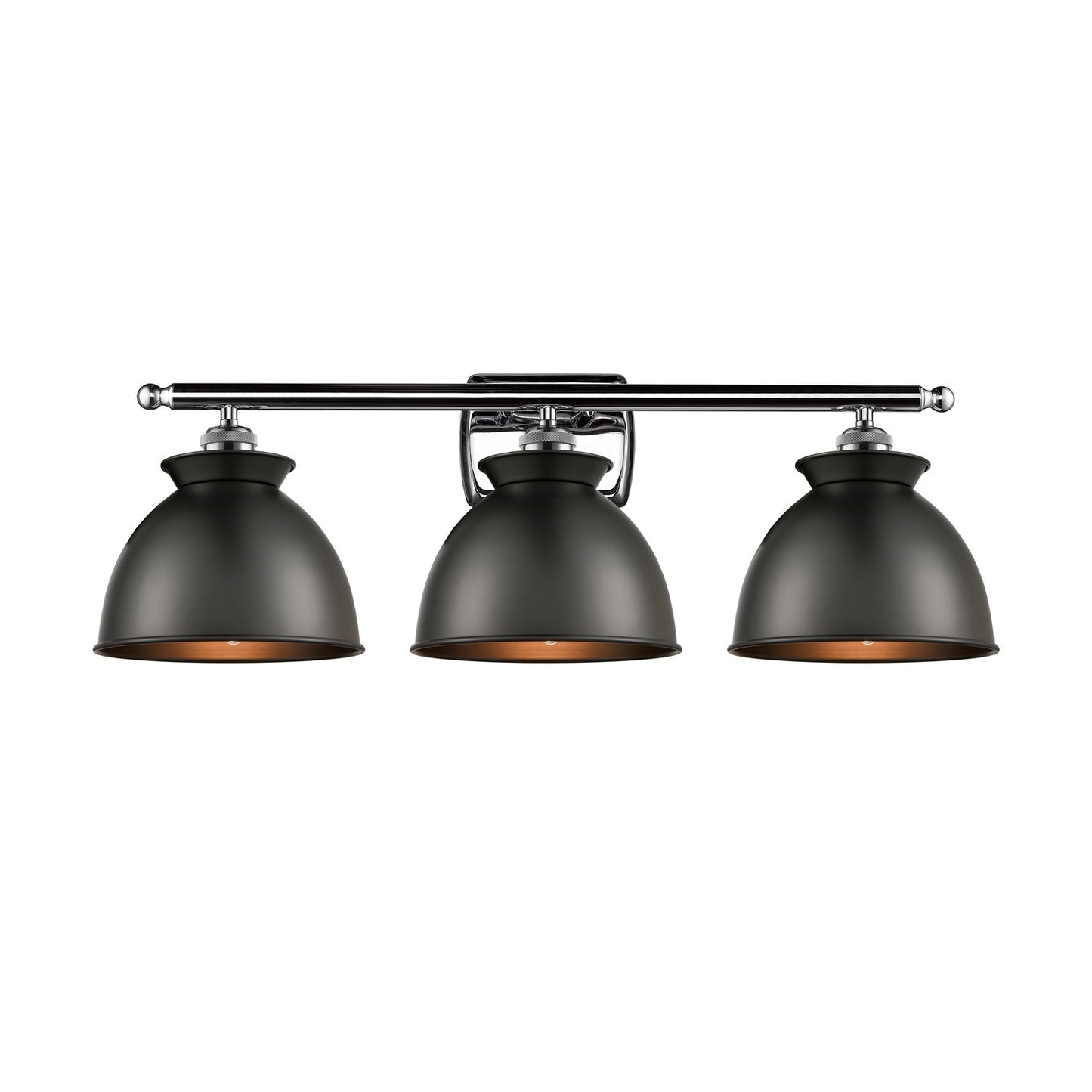 Innovations Adirondack 28in 3-Light Bath Vanity Light | Industrial Polished Chrome and Matte Black Metal | Bathroom Vanity | Model 516-3W-PC-M14-BK