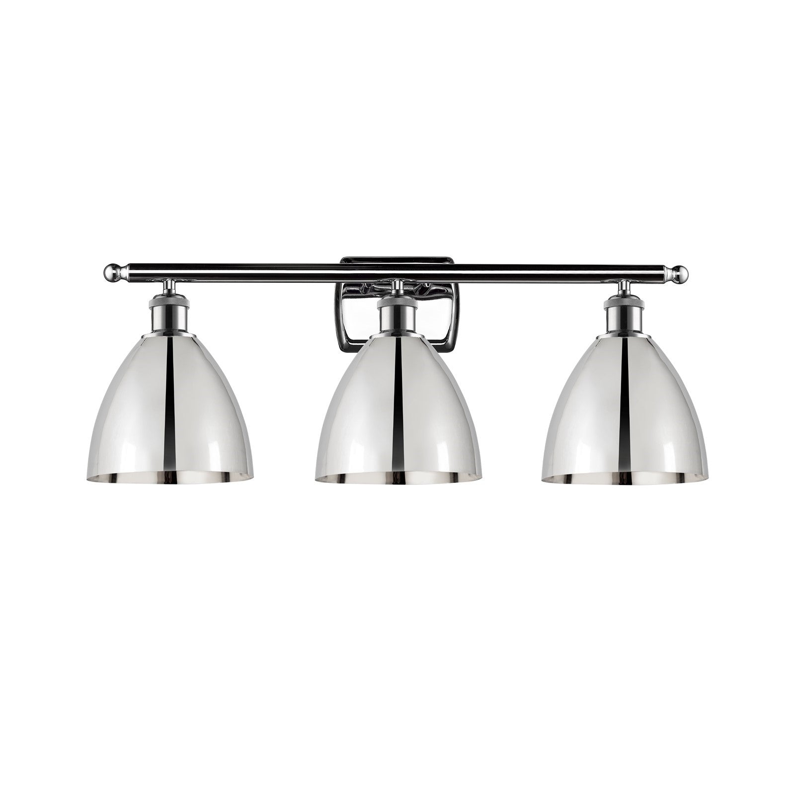 Innovations Bristol 28in 3-Light Bath Vanity Light | Industrial Farmhouse Polished Chrome and Metal Shade | Bathroom | Model 516-3W-PC-MBD-75-PC-LED