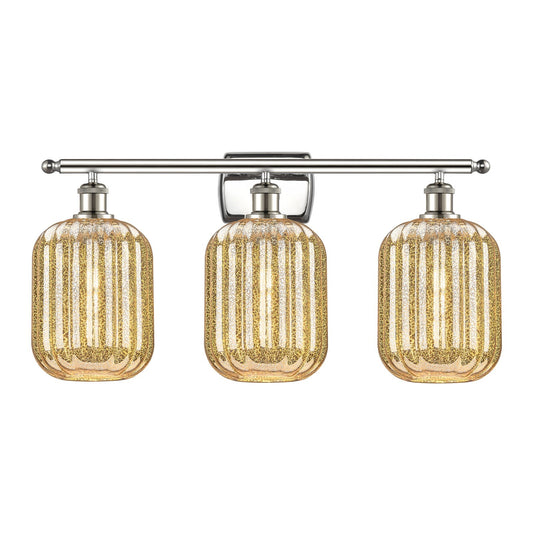 Innovations Preston Cylinder 27in 3-Light Bath Vanity Light | Industrial Polished Nickel and Mercury Glass | Bathroom Vanity | Model 516-3W-PN-G460-7ME