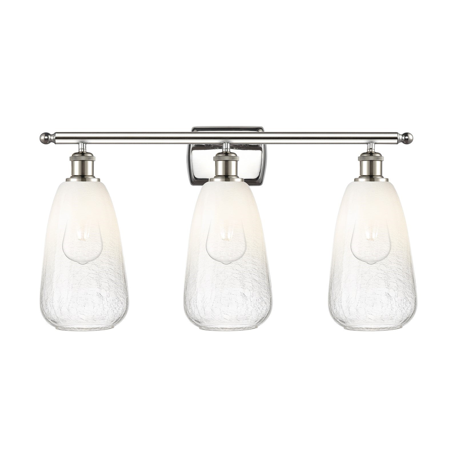 Innovations Brookhaven Almond 26in 3-Light Bath Vanity Light | Industrial Polished Nickel Steel and Opal Glass | Bathroom | Model 516-3W-PN-G480-6OP