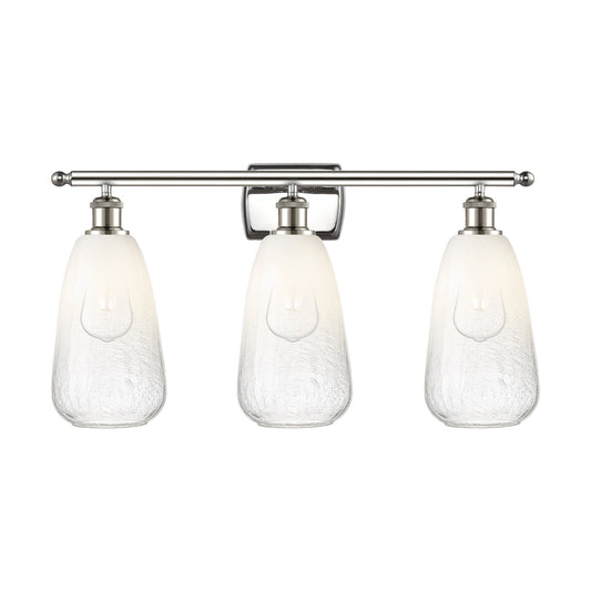 Innovations Brookhaven Almond 26in 3-Light Bath Vanity Light | Industrial Polished Nickel Steel and Opal Glass | Bathroom | Model 516-3W-PN-G480-6OP