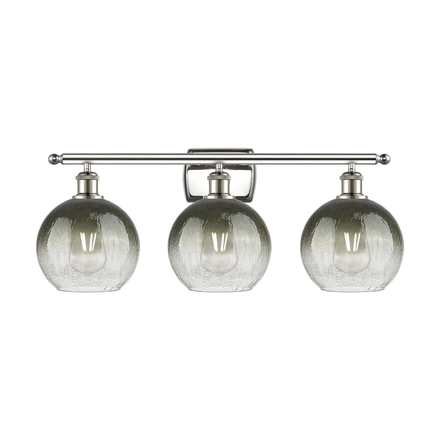 Innovations Brookhaven Globe 28in 3-Light Vanity Light | Industrial Modern Polished Nickel and Slate Glass | Bathroom Vanity | Model 516-3W-PN-G483-8SL