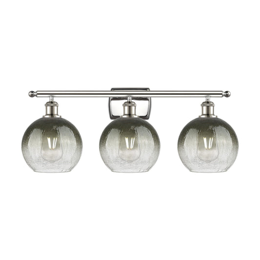 Innovations Brookhaven Globe 28in 3-Light Vanity Light | Industrial Modern Polished Nickel and Slate Glass | Bathroom Vanity | Model 516-3W-PN-G483-8SL