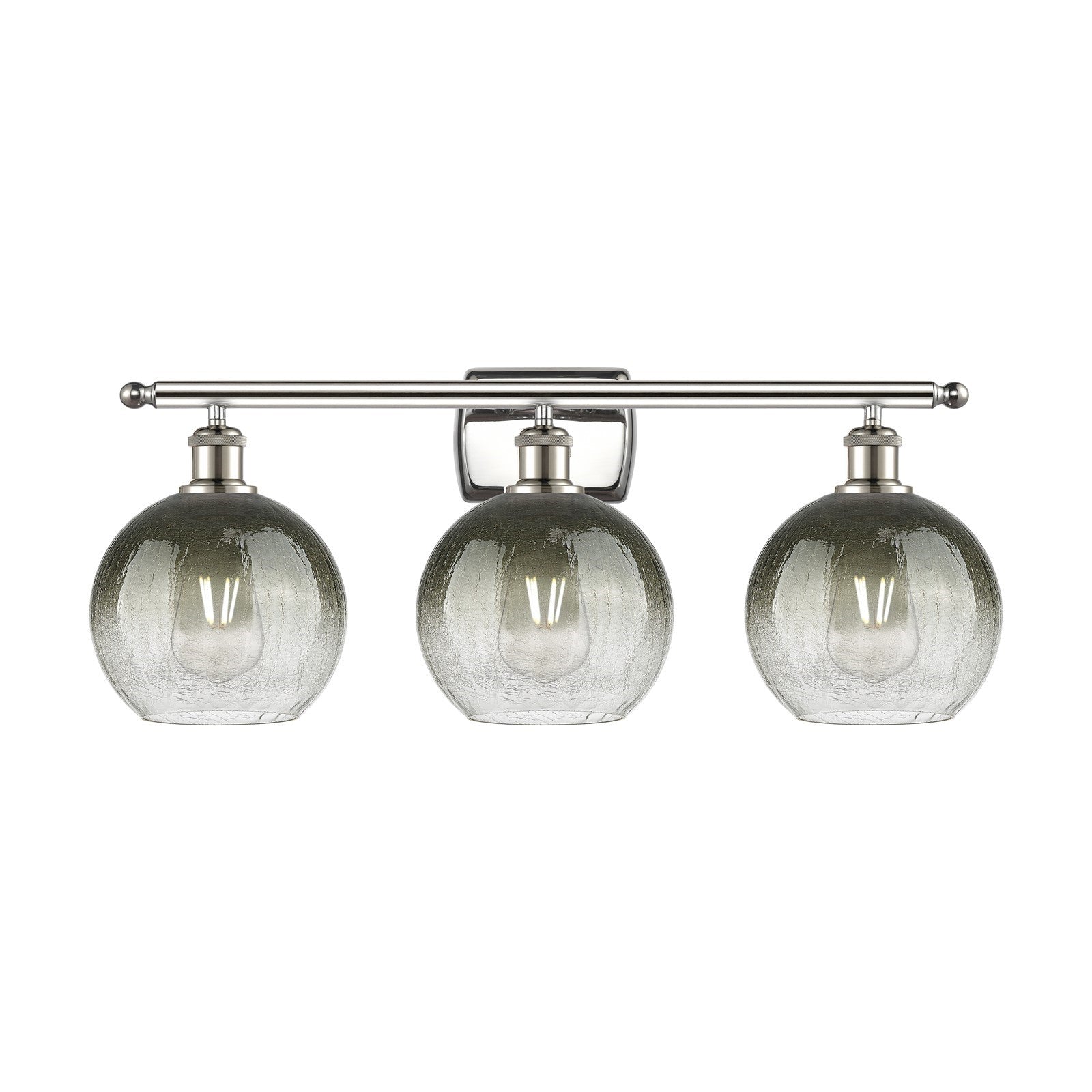 Innovations Brookhaven Globe 28in 3-Light Vanity Light | Industrial Modern Polished Nickel and Slate Glass | Bathroom Vanity | Model 516-3W-PN-G483-8SL