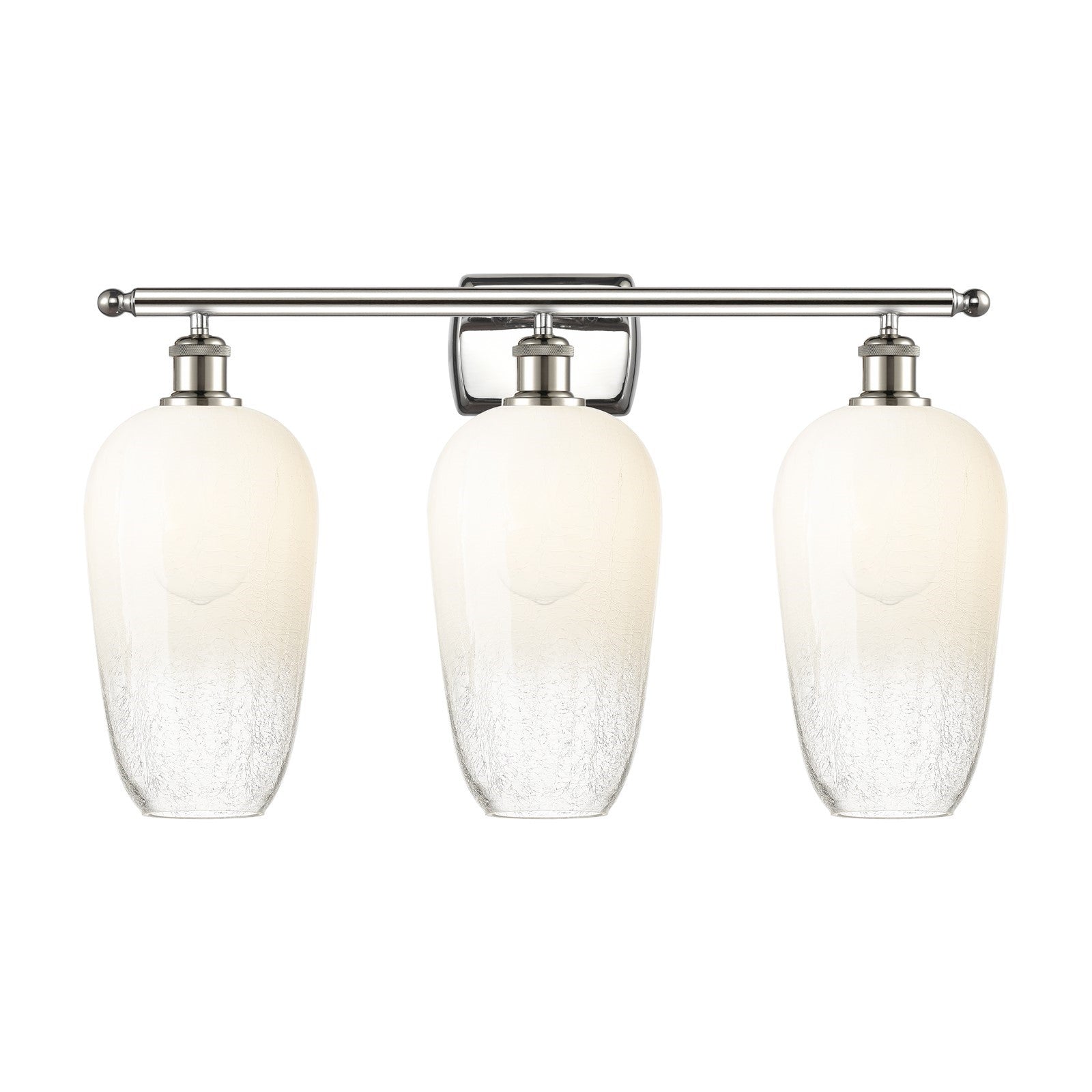 Innovations Brookhaven Flute 27in 3-Light Bath Vanity Light | Industrial Modern Polished Nickel and Opal Glass | Bathroom | Model 516-3W-PN-G484-7OP