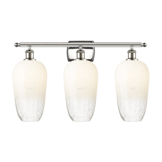 Innovations Brookhaven Flute 27in 3-Light Bath Vanity Light | Industrial Modern Polished Nickel and Opal Glass | Bathroom | Model 516-3W-PN-G484-7OP