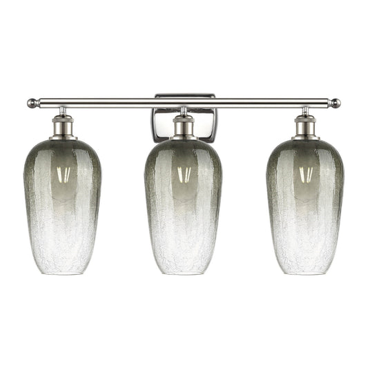 Innovations Brookhaven Flute 27in 3-Light Bath Vanity | Industrial Modern Polished Nickel and Slate Glass | Bathroom Vanity | Model 516-3W-PN-G484-7SL