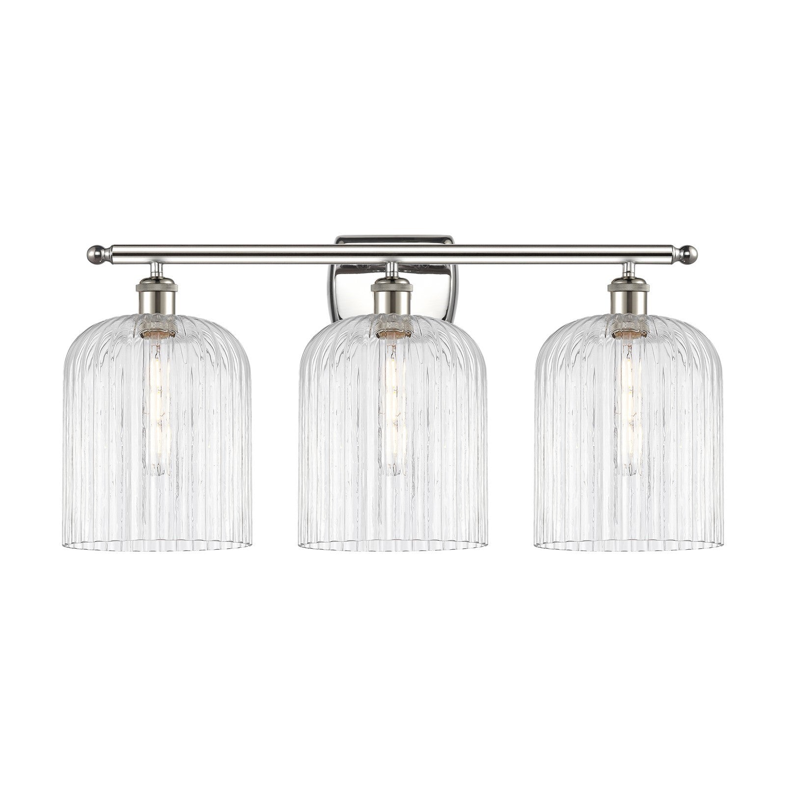 Innovations Bridal Veil 25in 3-Light Bath Vanity Light | Art Nouveau Polished Nickel and Clear Ribbed Glass | Bathroom Vanity & | Model 516-3W-PN-G559-8CL