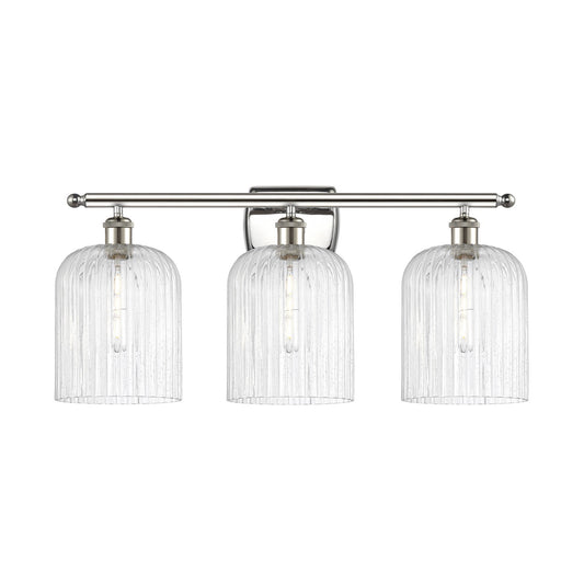 Innovations Bridal Veil 25in 3-Light Bath Vanity Light | Art Nouveau Polished Nickel and Seedy Ribbed Glass | Bathroom & | Model 516-3W-PN-G559-8SDY