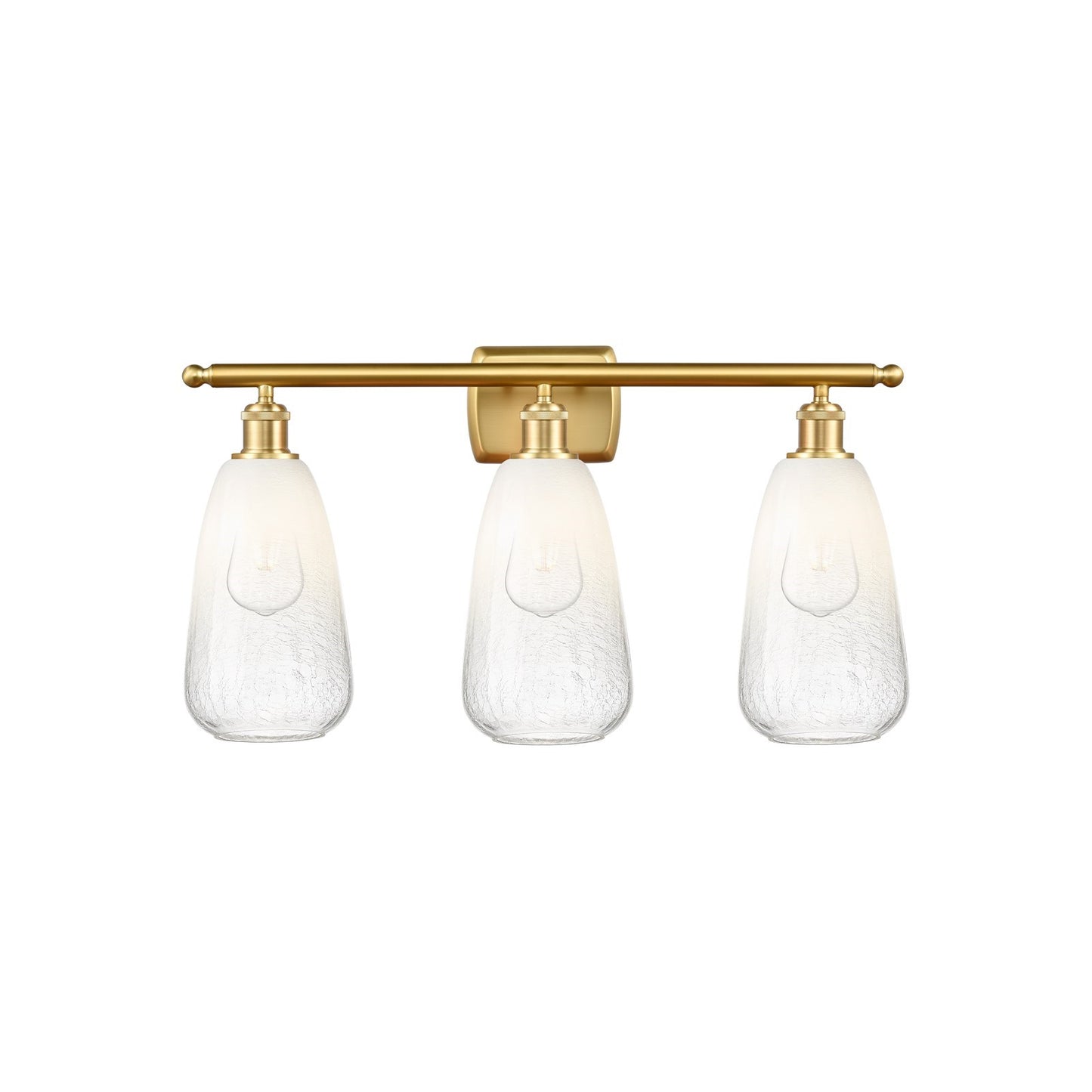 Innovations Brookhaven Almond 26in 3-Light Bath Vanity Light | Industrial Modern Contempo Satin Gold Steel and Opal Glass | Model 516-3W-SG-G480-6OP