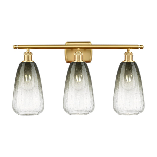 Innovations Brookhaven Almond 26in 3-Light Bath Vanity Light | Industrial Satin Gold Steel and Slate Glass | Bathroom Vanity | Model 516-3W-SG-G480-6SL