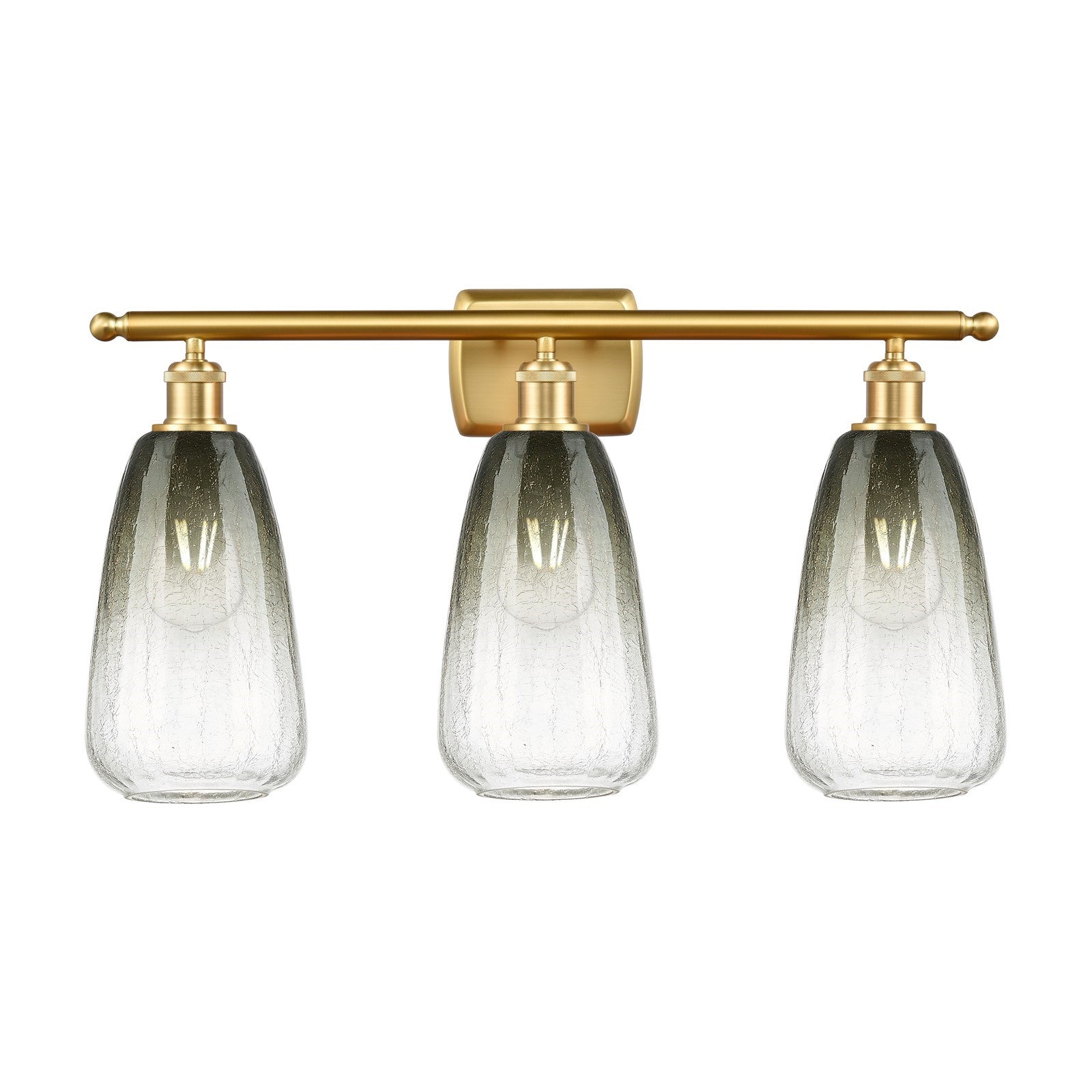 Innovations Brookhaven Almond 26in 3-Light Bath Vanity Light | Industrial Satin Gold Steel and Slate Glass | Bathroom Vanity | Model 516-3W-SG-G480-6SL