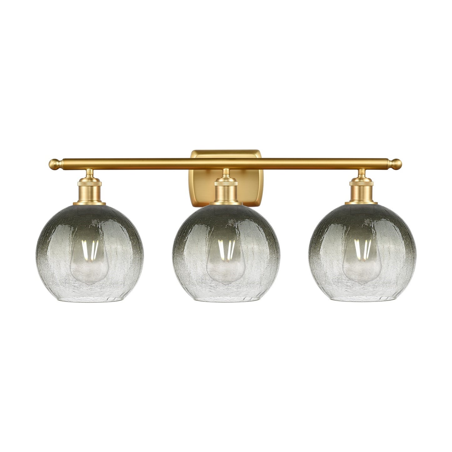 Innovations Brookhaven Globe 28in 3-Light Bath Vanity | Industrial Satin Gold Steel and Cast Brass with Slate Glass Shades | Model 516-3W-SG-G483-8SL