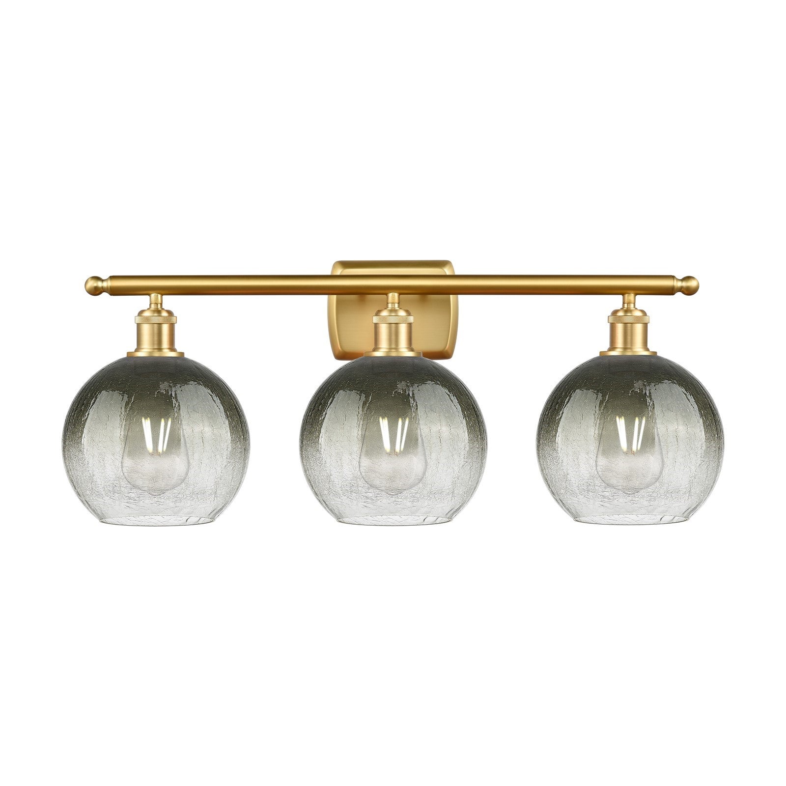 Innovations Brookhaven Globe 28in 3-Light Bath Vanity | Industrial Satin Gold Steel and Cast Brass with Slate Glass Shades | Model 516-3W-SG-G483-8SL