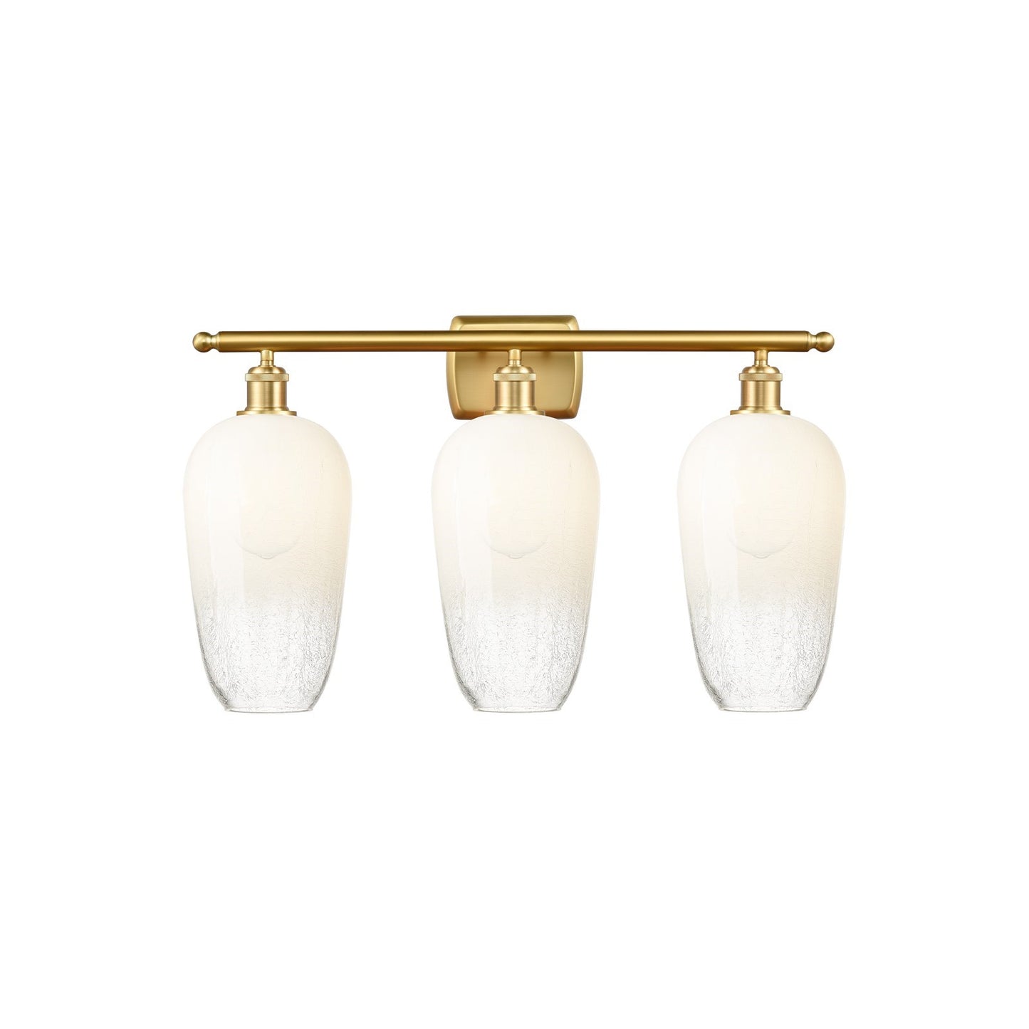 Innovations Brookhaven Flute 27in 3-Light Bath Vanity Light | Industrial Satin Gold Steel and Opal Glass | Damp Rated Bathroom | Model 516-3W-SG-G484-7OP