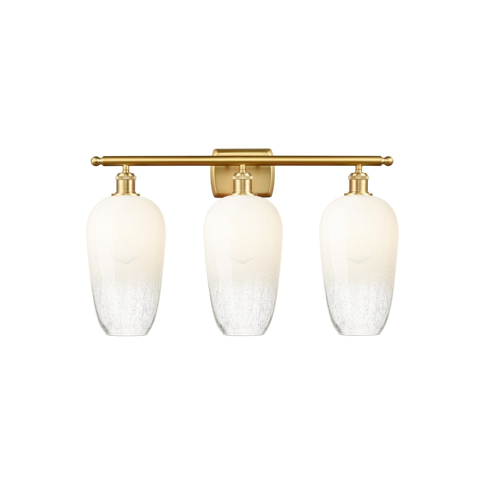 Innovations Brookhaven Flute 27in 3-Light Bath Vanity Light | Industrial Satin Gold Steel and Opal Glass | Damp Rated Bathroom | Model 516-3W-SG-G484-7OP