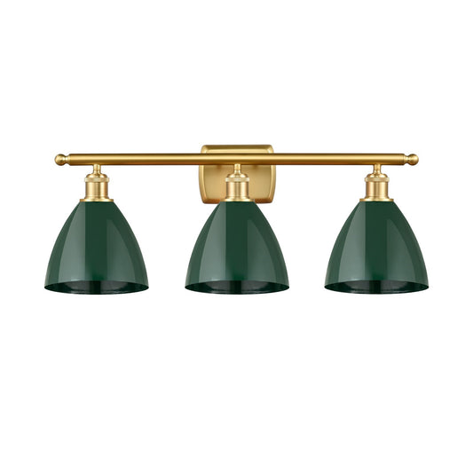 Innovations Plymouth 28in 3-Light Bath Vanity Light | Industrial Satin Gold and Matte Green Metal | Bathroom Vanity | 27.5 | Model 516-3W-SG-MBD-75-GR-LED