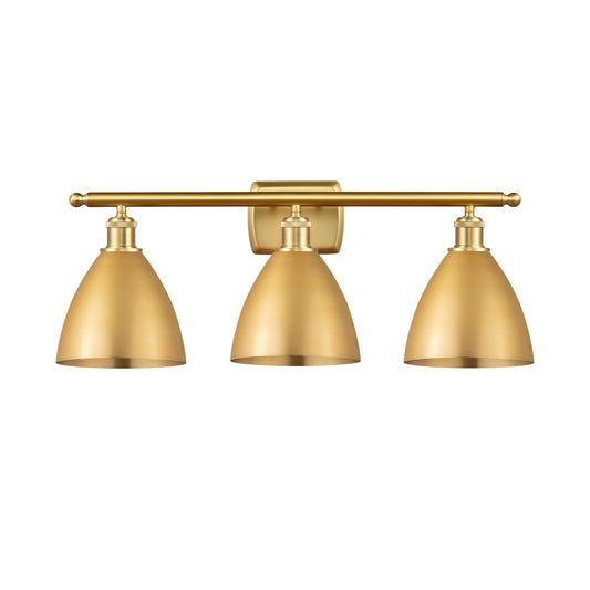Innovations Bristol 28in 3-Light Bath Vanity | Industrial Farmhouse Satin Gold Steel and Cast Brass with Satin Gold Metal | Model 516-3W-SG-MBD-75-SG-LED