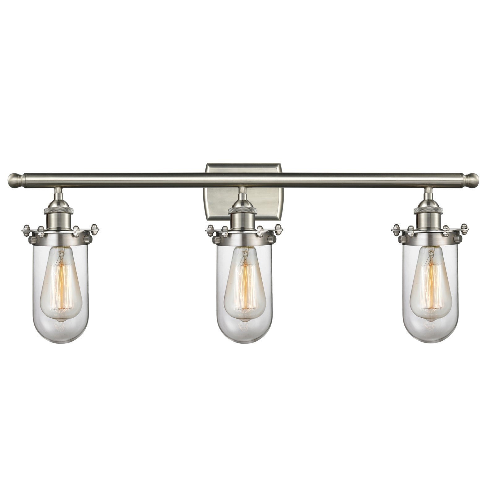 Innovations Kingsbury 24in 3-Light Bath Vanity Light | Industrial Brushed Satin Nickel and Clear Glass | Bathroom Vanity | Model 516-3W-SN-CE231-CL