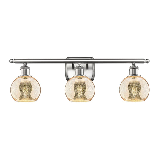 Innovations Athens 26in 3-Light Bath Vanity Light | Industrial Brushed Satin Nickel and Mercury Glass | Bathroom Vanity | 25.88 x | Model 516-3W-SN-G128-6