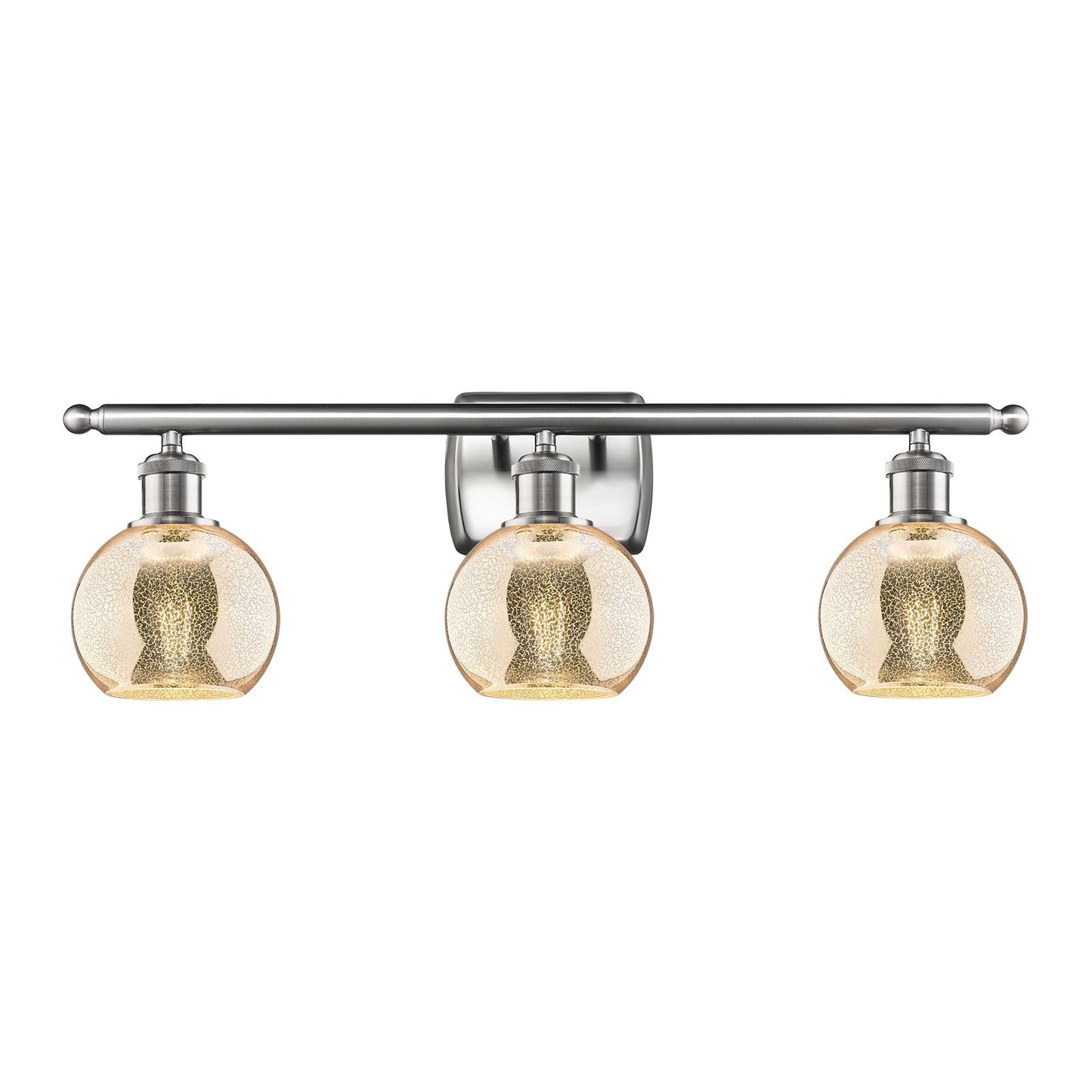 Innovations Athens 26in 3-Light Bath Vanity Light | Industrial Brushed Satin Nickel and Mercury Glass | Bathroom Vanity | 25.88 x | Model 516-3W-SN-G128-6