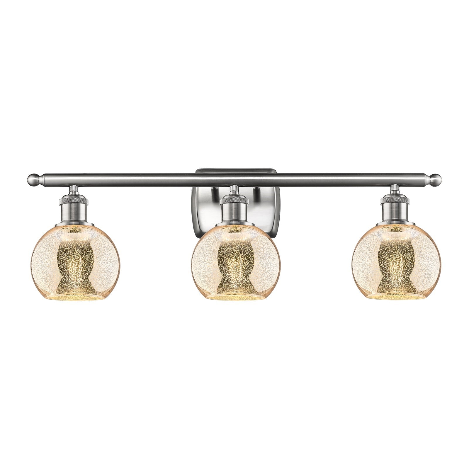 Innovations Athens 26in 3-Light Bath Vanity Light | Industrial Brushed Satin Nickel and Mercury Glass | Bathroom Vanity | 25.88 x | Model 516-3W-SN-G128-6
