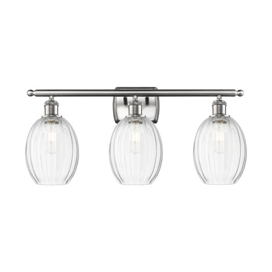Innovations Preston Bulb 26in 3-Light Bath Vanity Light | Industrial Brushed Satin Nickel and Clear Glass | Bathroom Vanity | Model 516-3W-SN-G459-6CL