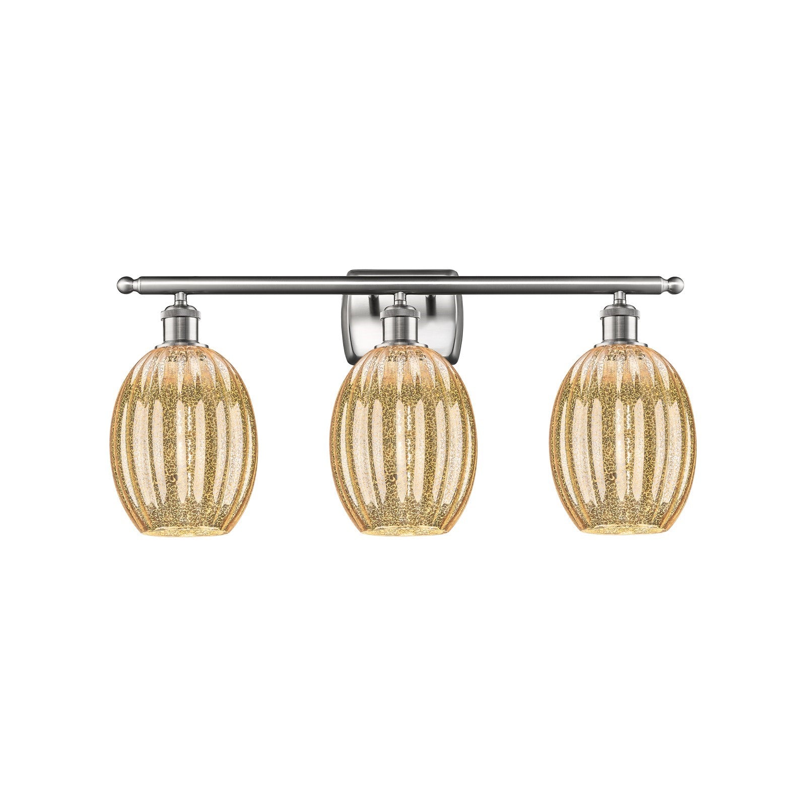 Innovations Preston Bulb 26in 3-Light Bath Vanity Light | Industrial Brushed Satin Nickel and Mercury Glass | Bathroom Vanity | Model 516-3W-SN-G459-6ME