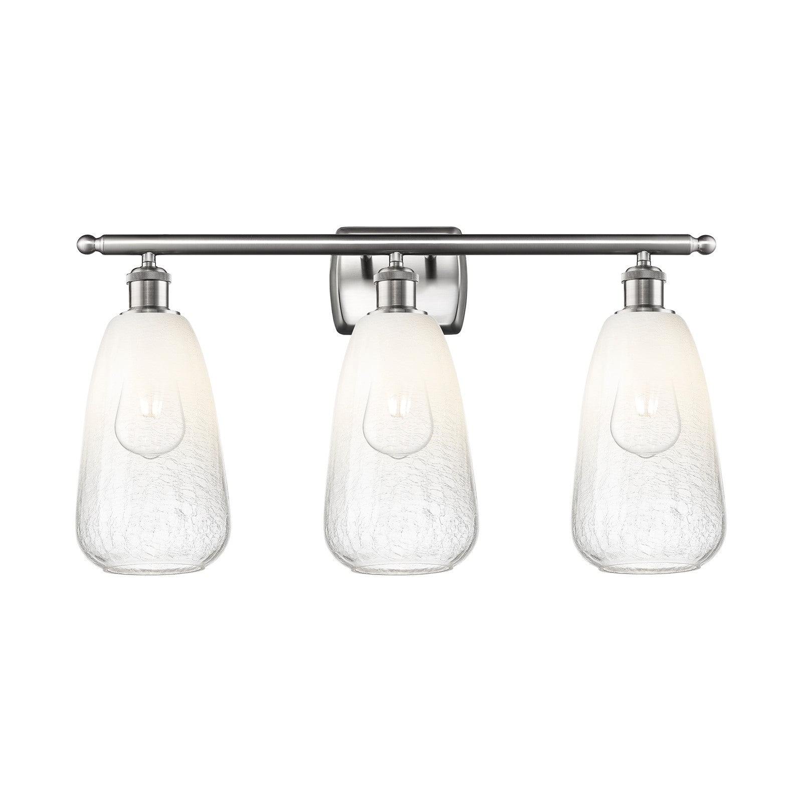 Innovations Brookhaven Almond 26in 3-Light Bath Vanity Light | Industrial Brushed Satin Nickel and Opal Glass | Bathroom Vanity | Model 516-3W-SN-G480-6OP