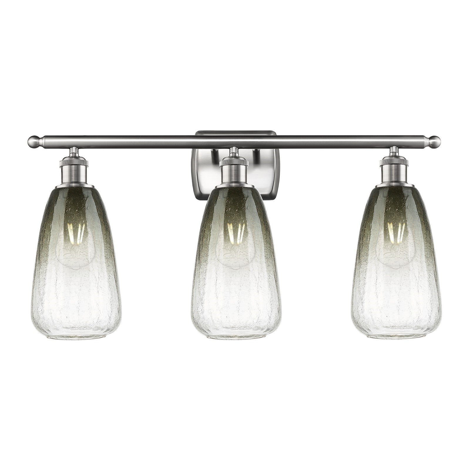 Innovations Brookhaven Almond 26in 3-Light Bath Vanity Light | Industrial Modern Brushed Satin Nickel and Slate Glass | Model 516-3W-SN-G480-6SL