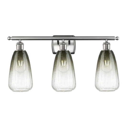 Innovations Brookhaven Almond 26in 3-Light Bath Vanity Light | Industrial Modern Brushed Satin Nickel and Slate Glass | Model 516-3W-SN-G480-6SL